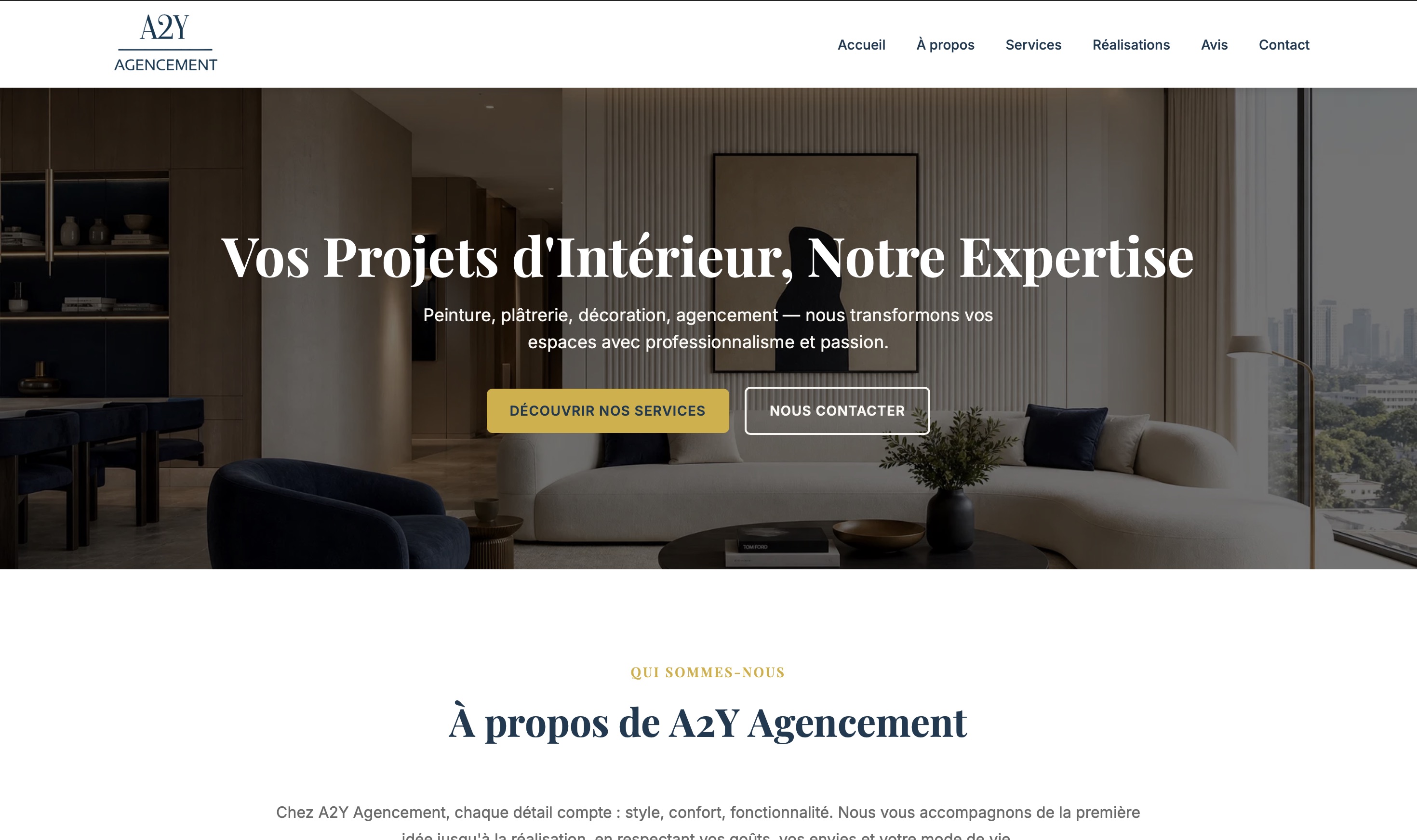 Aperçu du site A2Y Agencement